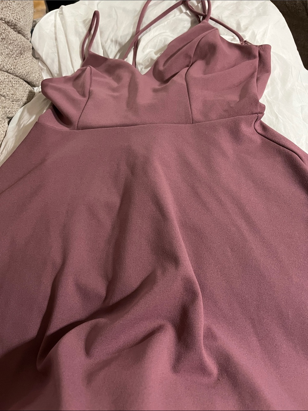 Windsor Dusty Mauve Mini Dress with Spaghetti Straps